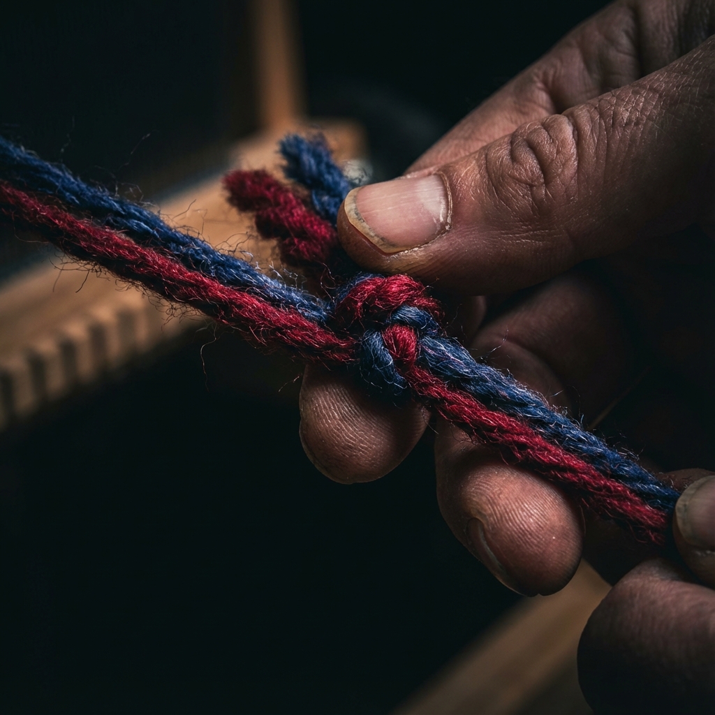 Artisan hands weaving
